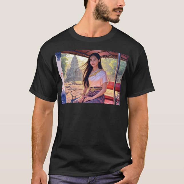 Mealea Rides Self-Driving Tuk Tuk At Ta Prohm V T-Shirt (Front)