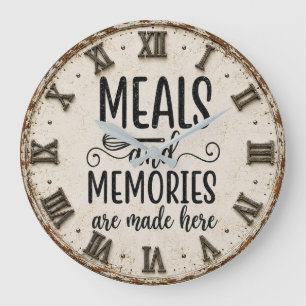 Meals and Memories Farmhouse Kitchen Large Clock