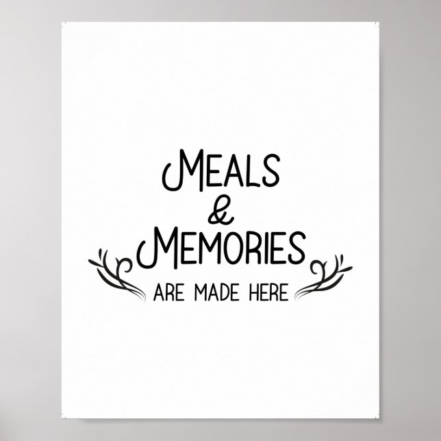 Meals and Memories Quotes, Kitchen Quotes Poster (Front)