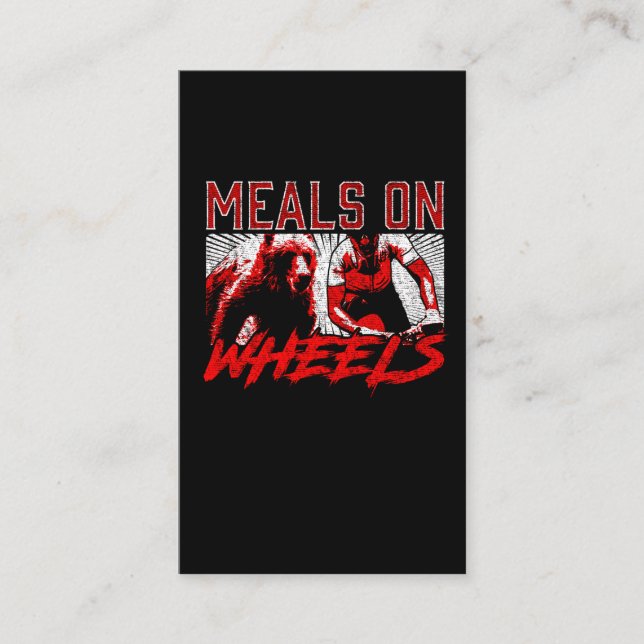 Meals On Wheel Funny Bear Chasing Forest Biker Business Card (Front)