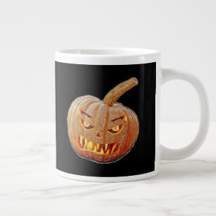 Mean and Ugly Pumpkin Face Large Coffee Mug