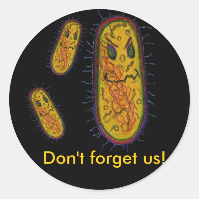 Mean Bacteria Cartoon Character Classic Round Sticker (Front)