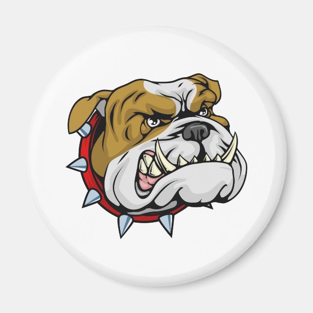 Mean bulldog mascot illustration magnet (Front)