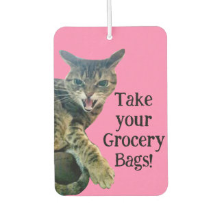 Mean Cat Grocery Bag Reminder Car Air Freshener