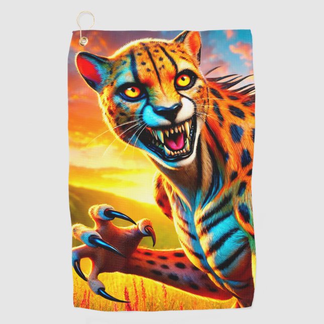 Mean Cheetah Golf Towel (Front)
