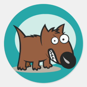 Mean Dog Growling Classic Round Sticker