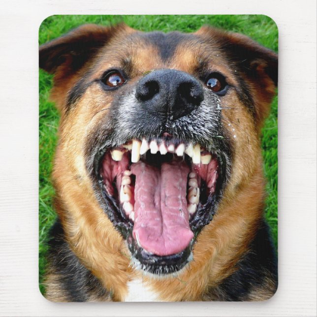 Mean Dog with Big Teeth Mouse Pad (Front)