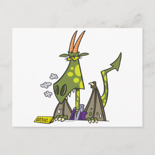 mean dragon lady attitude cartoon postcard