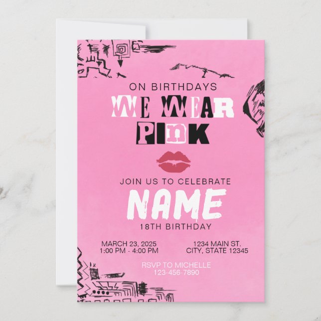 Mean Girls Pink Invitation (Front)