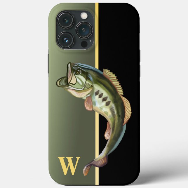 Mean Jumping Bass Fishing Monogram Case-Mate iPhon iPhone Case (Back)