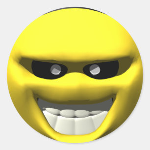 Mean yellow face classic round sticker