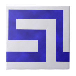 Meander ~ Blue and white Tile