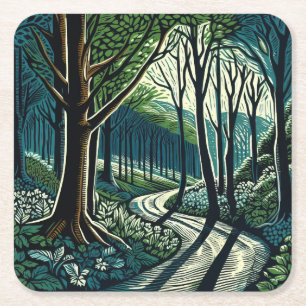 Meander Square Paper Coaster