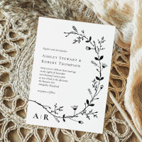 Meandering Vine Scroll Modern Wedding Invite,