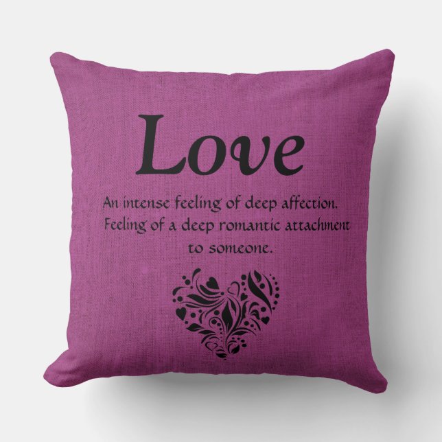 Meaning of Love Magenta Decorative Pillow (Front)