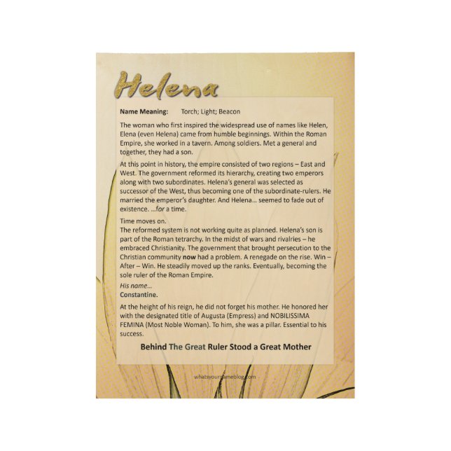 Meaning of the Name Helena Wood Poster (Front)