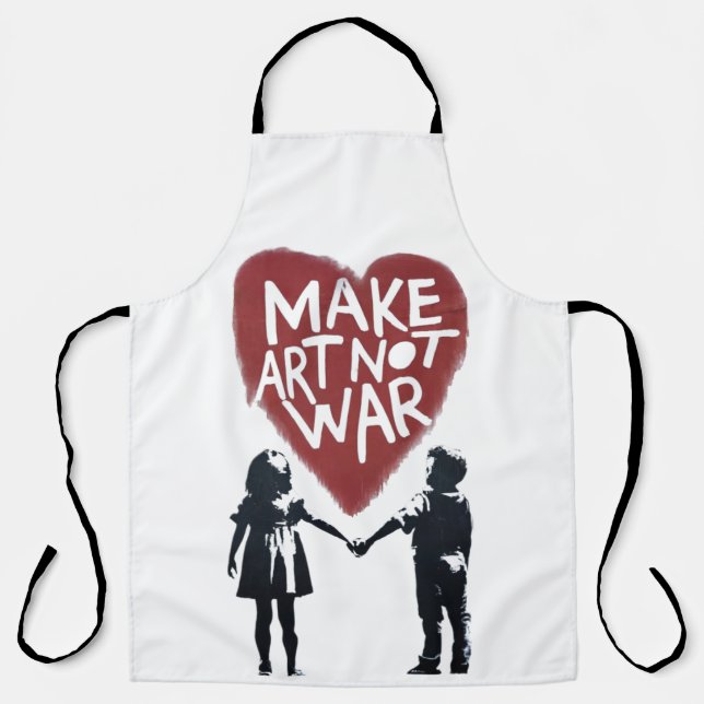 Meaningful Heart "MAKE ART NOT WAR" with Boy and G Apron (Front)