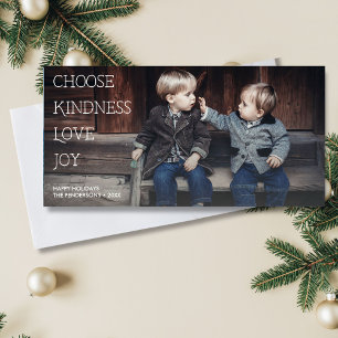 Meaningful Holidays Choose Kindness Love Joy Photo Holiday Card