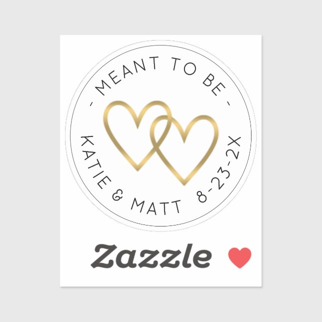 Meant to Be Double Heart Metallic Gold Wedding  (Sheet)