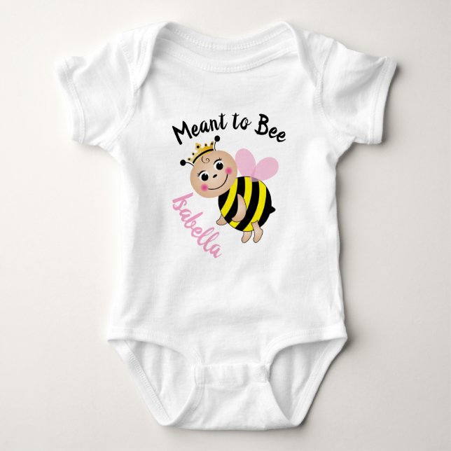 Meant to Bee Baby Girl Bodysuit-Pink Baby Bodysuit (Front)