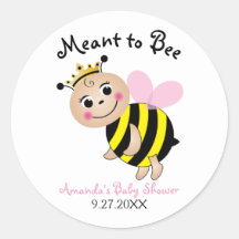 Meant to Bee Baby Shower Stickers-Pink