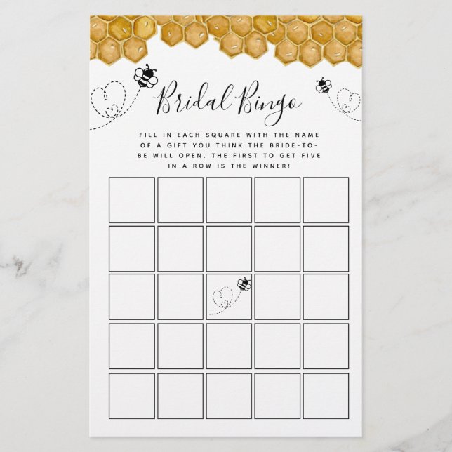 Meant to Bee Bingo Bridal Shower Game (Front)