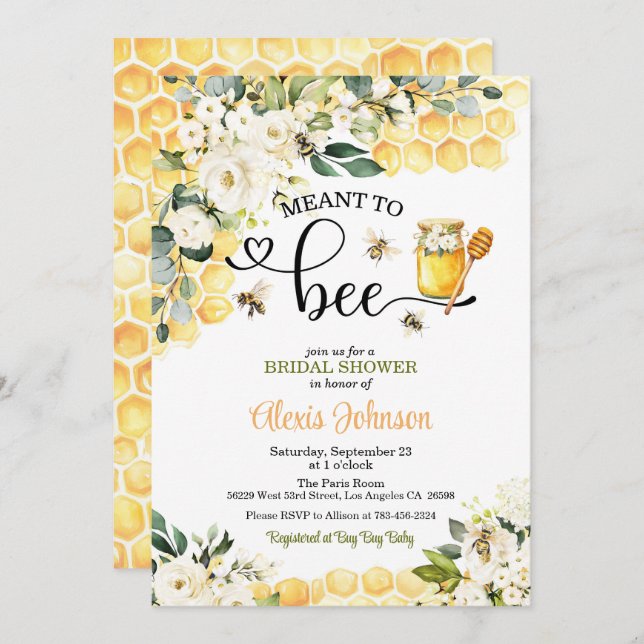 Meant to Bee Bridal Shower Invitation (Front/Back)