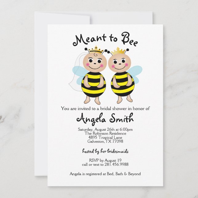 Meant To Bee Bridal Shower Invitation (Front)