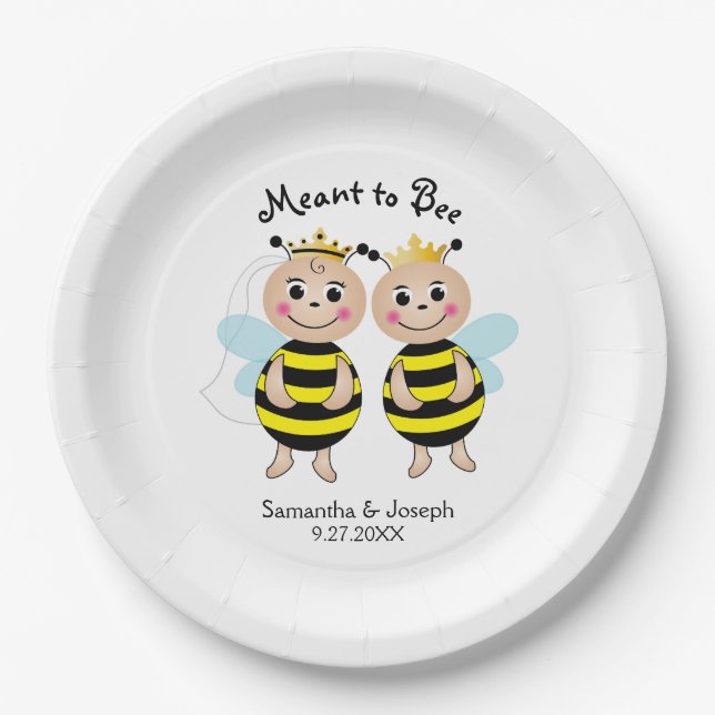 Meant to Bee Bridal Shower Paper Plates (Front)