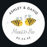 Meant To Bee Bumble Bee Wedding Favours Classic Round Sticker<br><div class="desc">Meant To Bee Bumble Bee Wedding Favours</div>