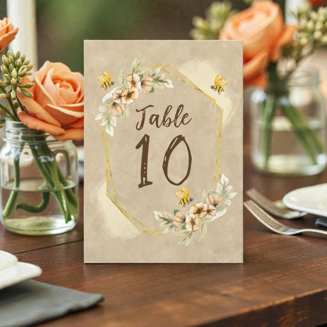 Meant to Bee Cute Affordable Wedding Table Number (Creator Uploaded)