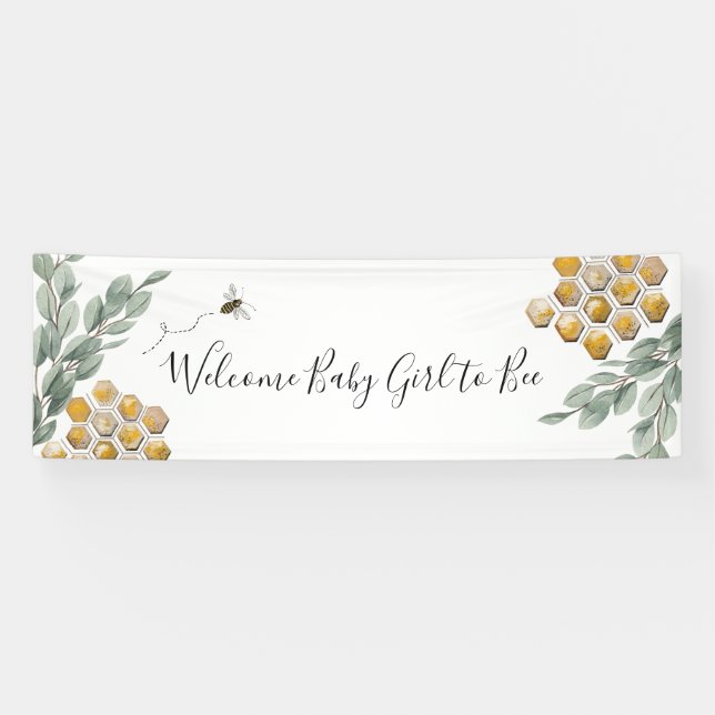 Meant to Bee Eucalyptus Baby Shower Banner (Horizontal)