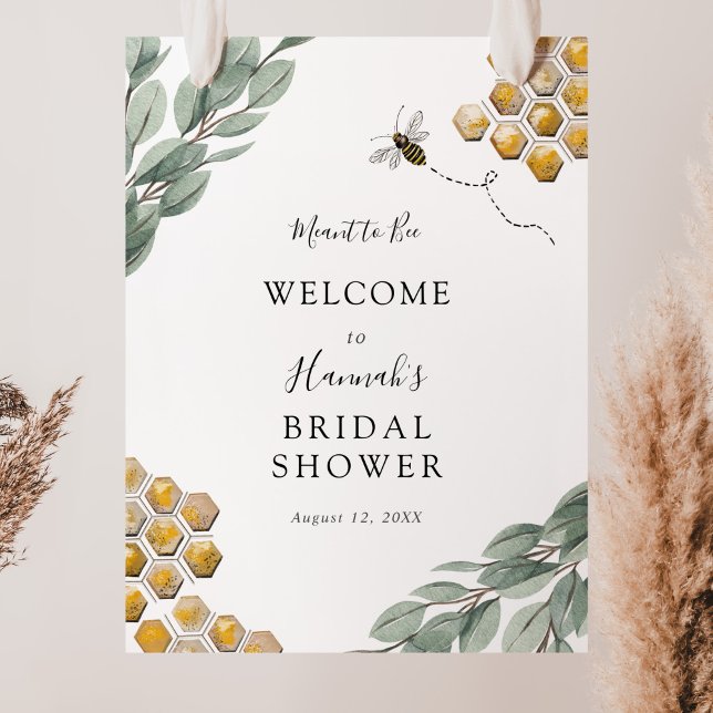 Meant to Bee Eucalyptus Bridal Shower Welcome Poster (Creator Uploaded)