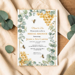 Meant to Bee Eucalyptus Greenery Bridal Shower  Invitation