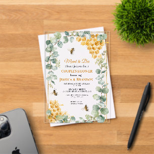 Meant to Bee Eucalyptus Greenery Couples Shower Acrylic Invitations