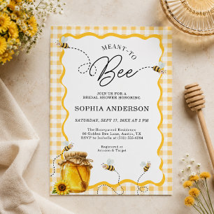 Meant to Bee Gingham Honey Bee Bridal Shower Invitation