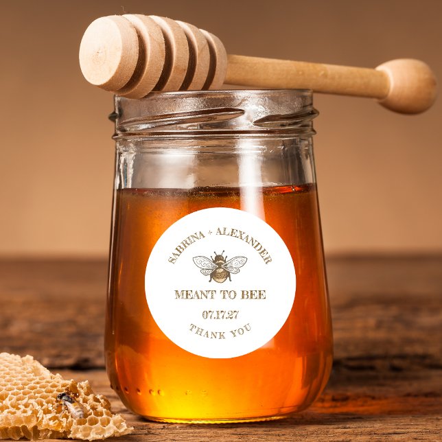 Meant To Bee Honey Jar Wedding Favor Labels (Creator Uploaded)