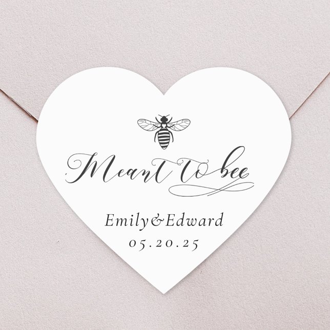 Meant to Bee Honey Wedding Favour Heart Stickers (Creator Uploaded)