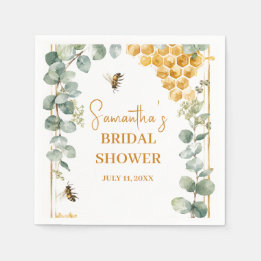 Meant to Bee Honeycomb Eucalyptus Bridal Shower Napkin
