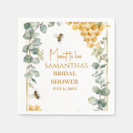 Meant to Bee Honeycomb Eucalyptus Bridal Shower Napkin
