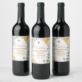 Meant to Bee Honeycomb Eucalyptus Bridal Shower Wine Label