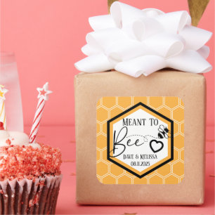 Meant to Bee Honeycomb Personalized Wedding Square Sticker