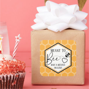 Meant to Bee Honeycomb Personalized Wedding Square Sticker
