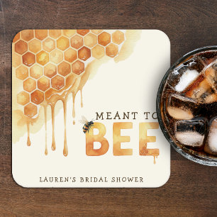Meant to Bee Honeycomb Watercolor Bridal Shower Square Paper Coaster