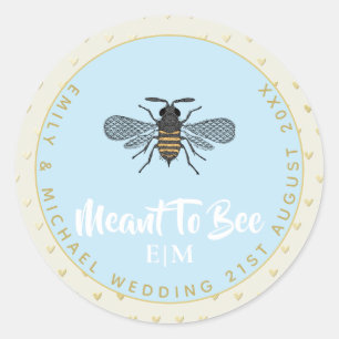 Meant To BEE Monogram Wedding Bridal Shower Thanks Classic Round Sticker