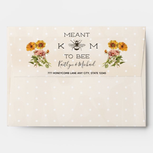 Meant to Bee Monogram Wedding Envelope (Back (Top Flap))