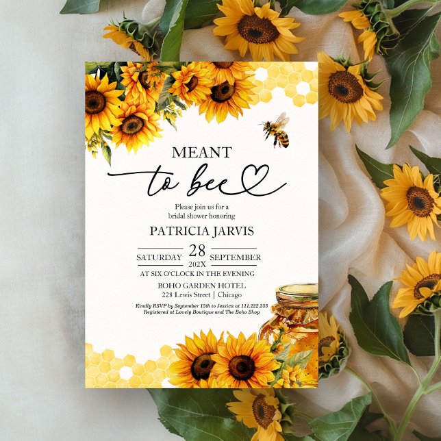 Meant To Bee Sunflower Bridal Shower Invitation (Creator Uploaded)