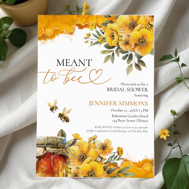 Meant To Bee | Watercolor Floral Bridal Shower Invitation (Creator Uploaded)