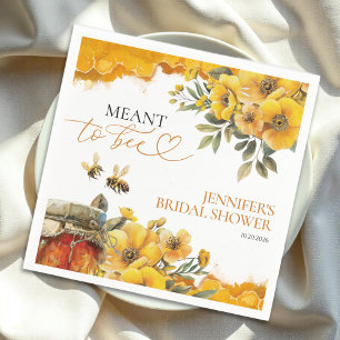 Meant To Bee   Watercolor Floral Bridal Shower Napkin