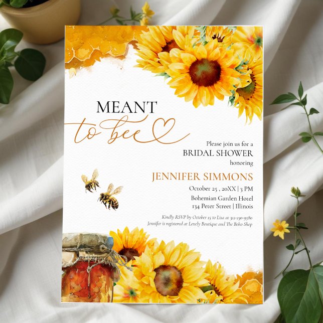 Meant To Bee | Watercolor Sunflower Bridal Shower Invitation (Creator Uploaded)